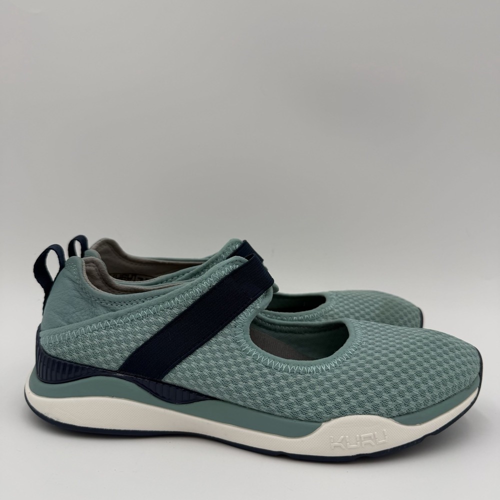 Kuru Lucy Slip On Mary Jane Shoes Blue Mesh Flats Woman's Size 7 Sneaker Walking
